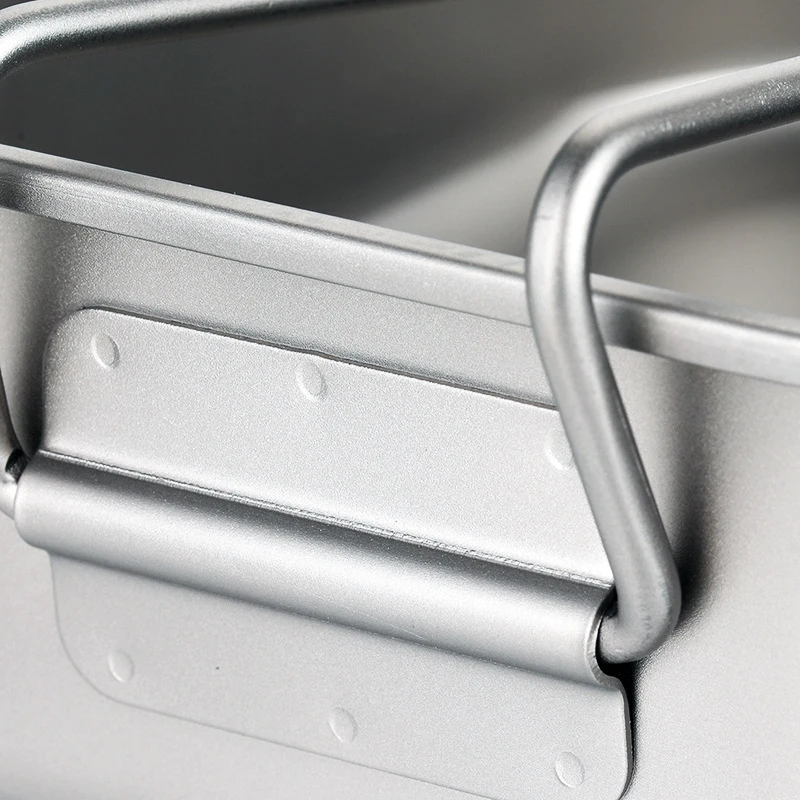 1100ml Ultralight Titanium Lunch Box with Foldable Handle for Outdoor Camping Hiking Backpacking Picnic