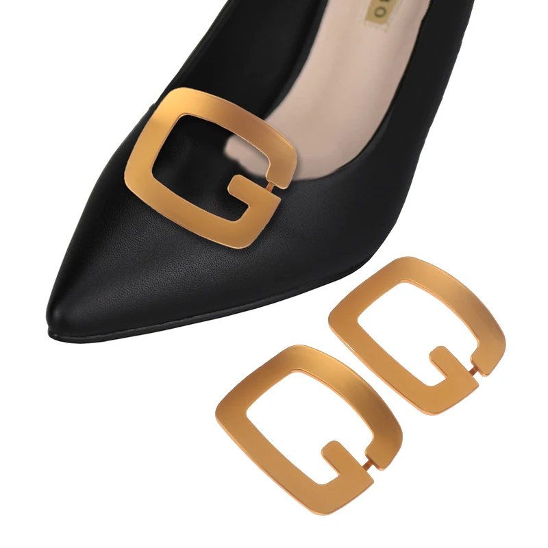 1Pc Gold Glossy Shoes Clip Simplicity G-shaped Metal Shoe Buckle Party High Heel Pump Flat Shoes Decor