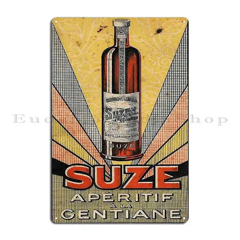 Vintage Advertising Poster Suze Gentian Aperitif Metal Plaque Poster Cinema Club Designing Wall Decor Kitchen Tin Sign Poster