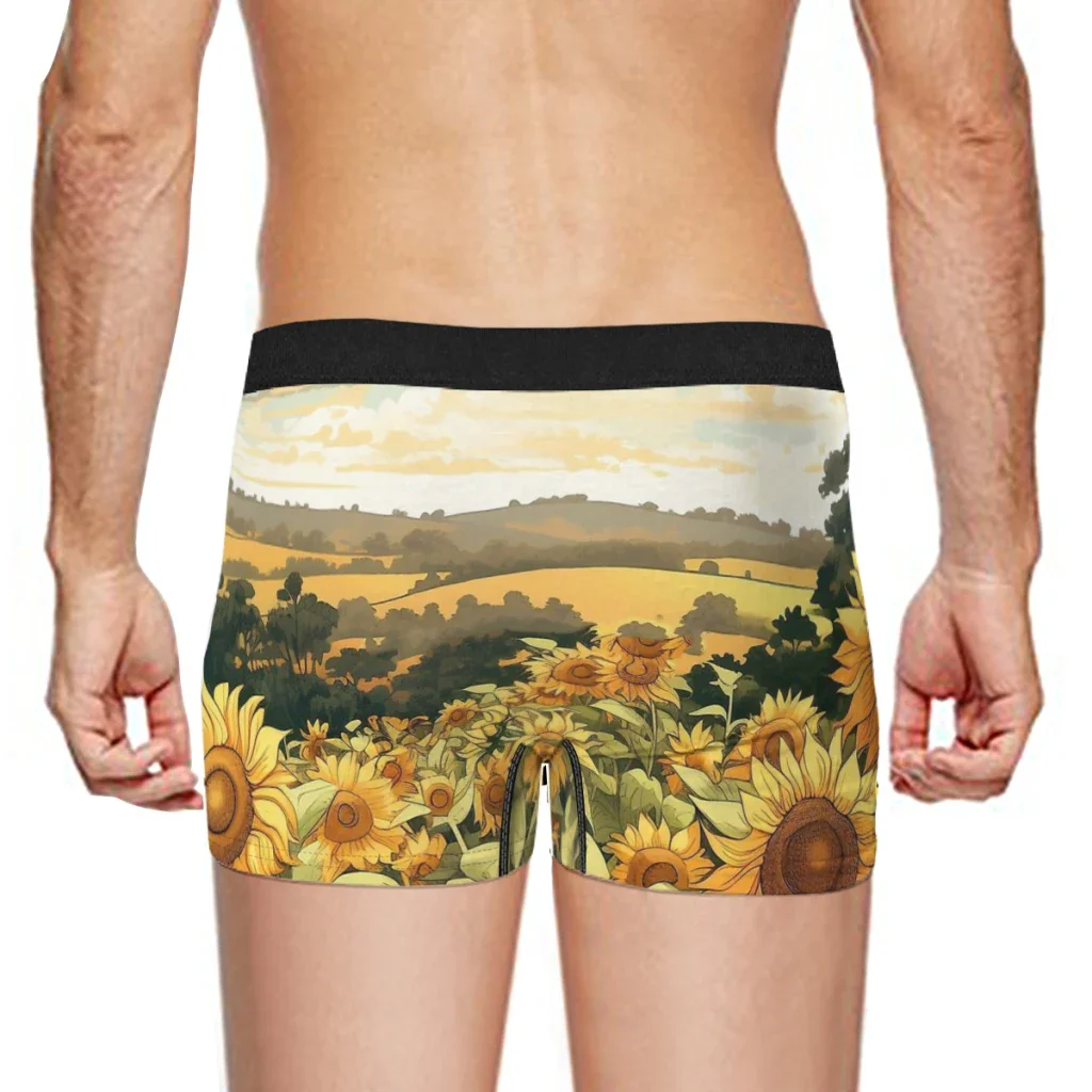 Girassol Pintura Boxer para homens, cuecas Boxer, cuecas altamente respiráveis, presente de ideia de alta qualidade