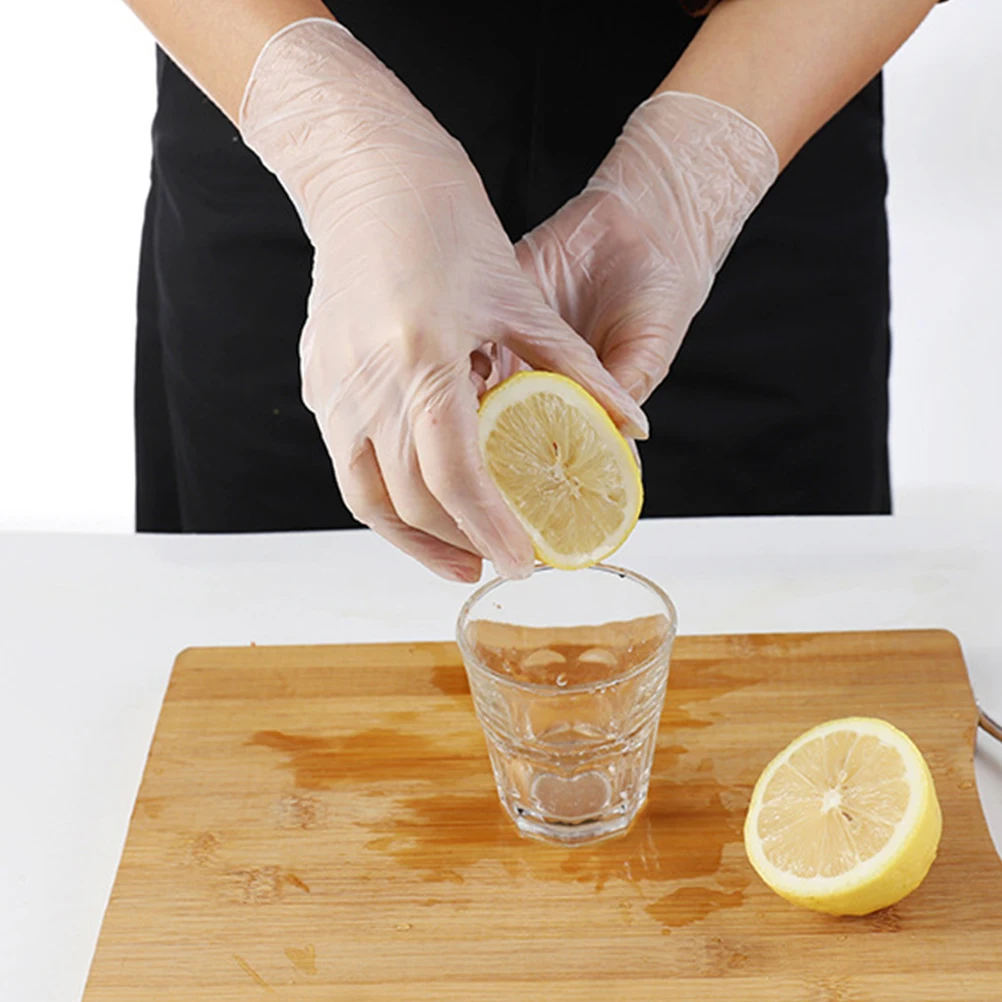 

80Pcs Disposable PVC Food Grade Cleaning Kitchen Latex Free Transparent Work Gloves Plastic Protective Gloves High Quality Fits