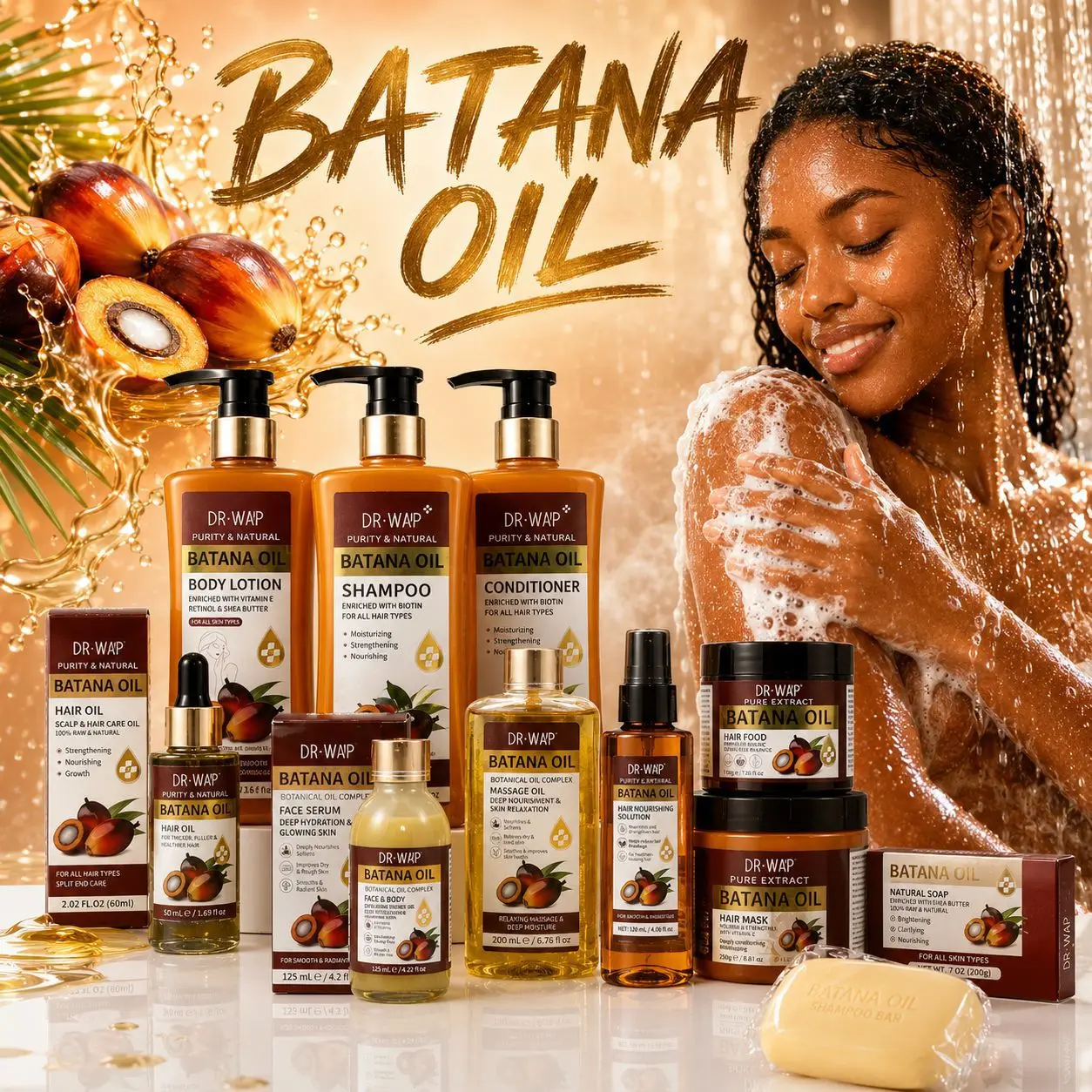 Baobab Oil Body Lotion & Massage Oil Set –Natural Deep Moisturizing Smoothing Kit,Lightweight Non-Greasy Fast Absorbing Home Spa