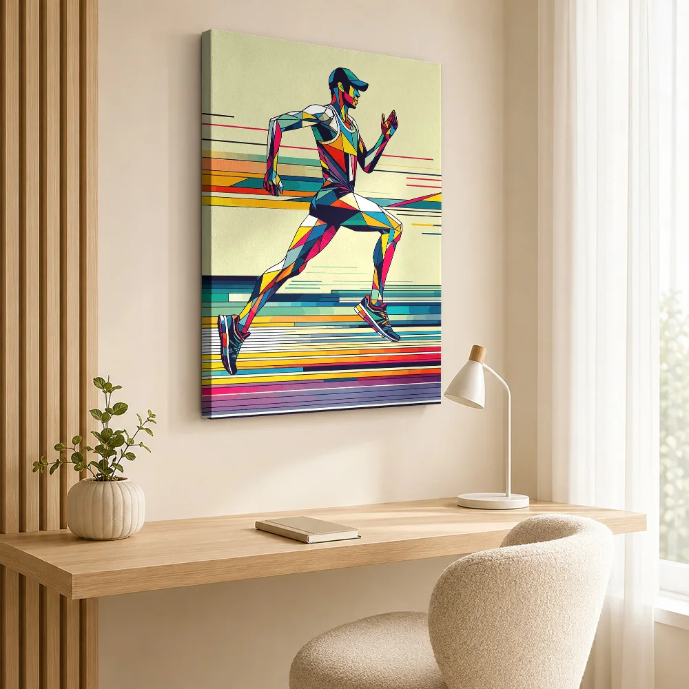 Marathon Runner Wpap Framed Canvas Poster Personalized Sports Portrait Wall Paintings Decoration for Bedroom Gym Ready to Hang
