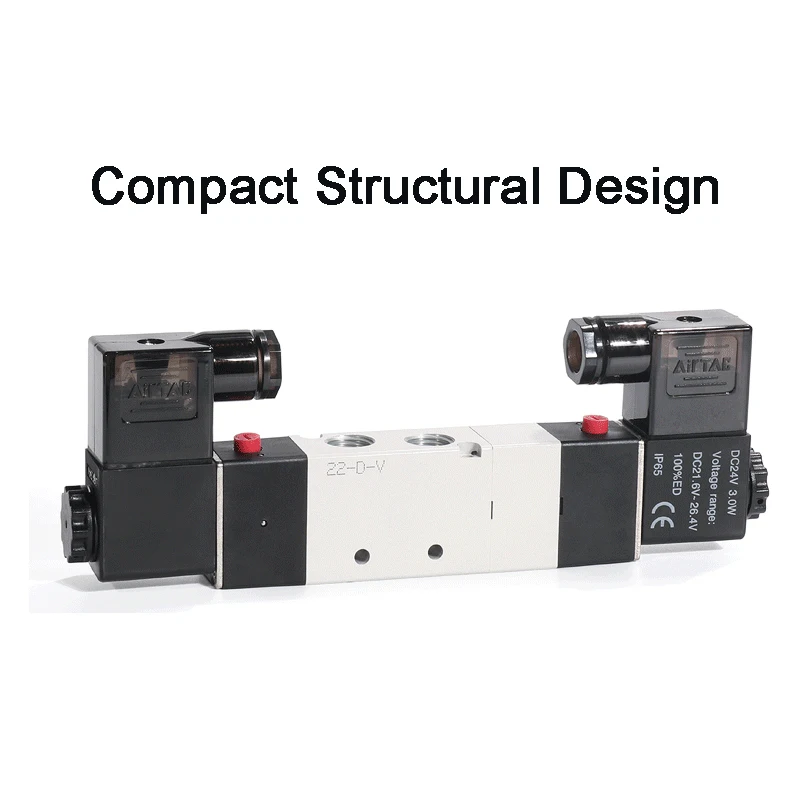 AirTAC 4V130C-06 4V230C-08 4V330C-10 4V430C-15 Magnetventil Luftventil 5-Wege 3-Positionen Umkehrventil 12V 24V 110V 220V – Detail 6