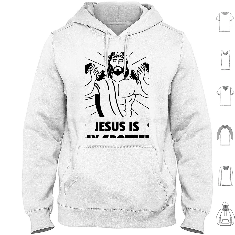 Jesus Is My Spotter Hoodies Long Sleeve Reps For Jesus Lifting Fitness Gym Workout Bodybuilding Exercise Motivation