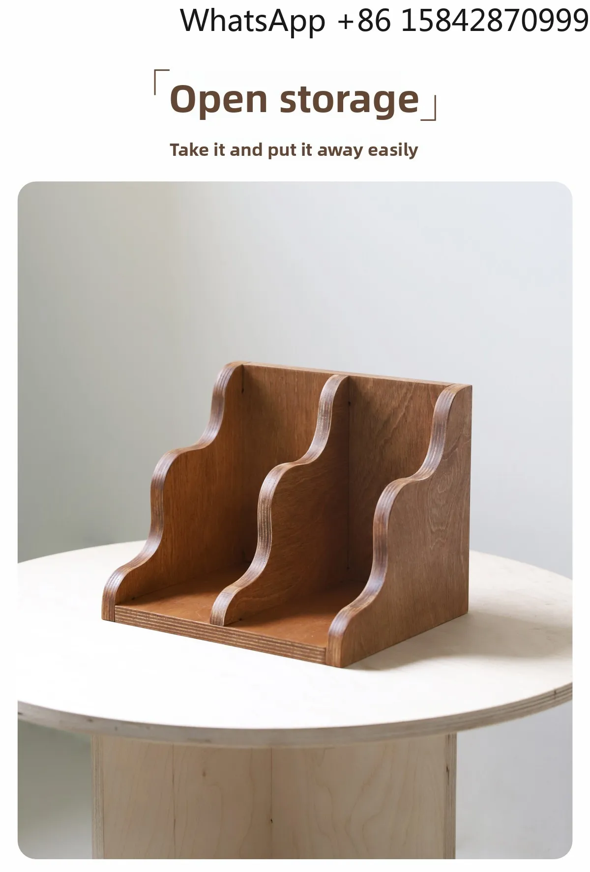 

Storage Shelf Desk Office Documents Solid Wood Bookstand