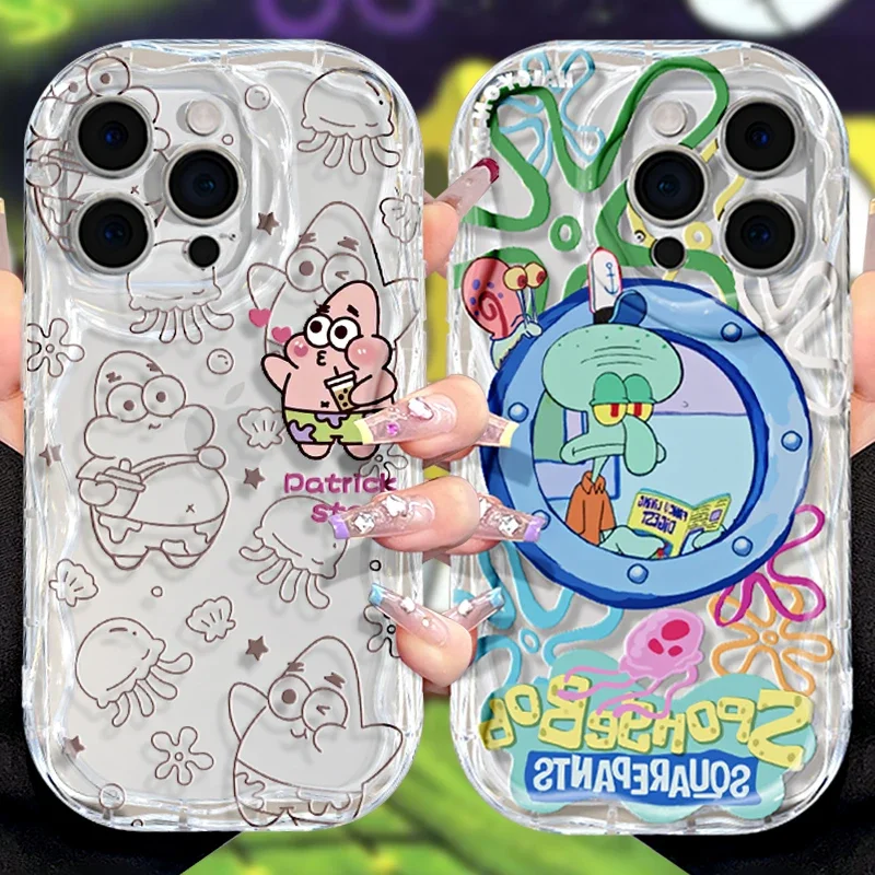 Custodia SpongeBobs Wave per Samsung Galaxy S25 S24 S23 S22 S21 Ultra Plus S20 FE A73 A72 A71 A56 A55 A54 5G A52 A52S A51 4G Cover