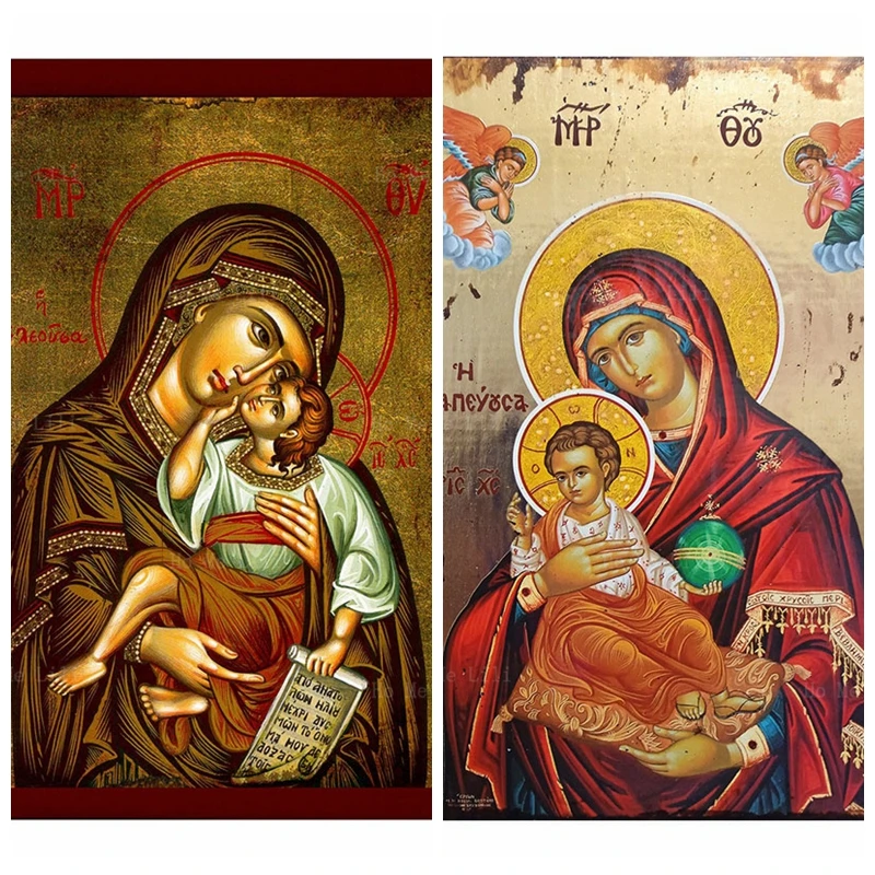 Terapeuta maryja dziewica i jezus Ikon Panagia matka boska bizantyjski prawosławny religijny płótno Wall Art na wystrój salonu