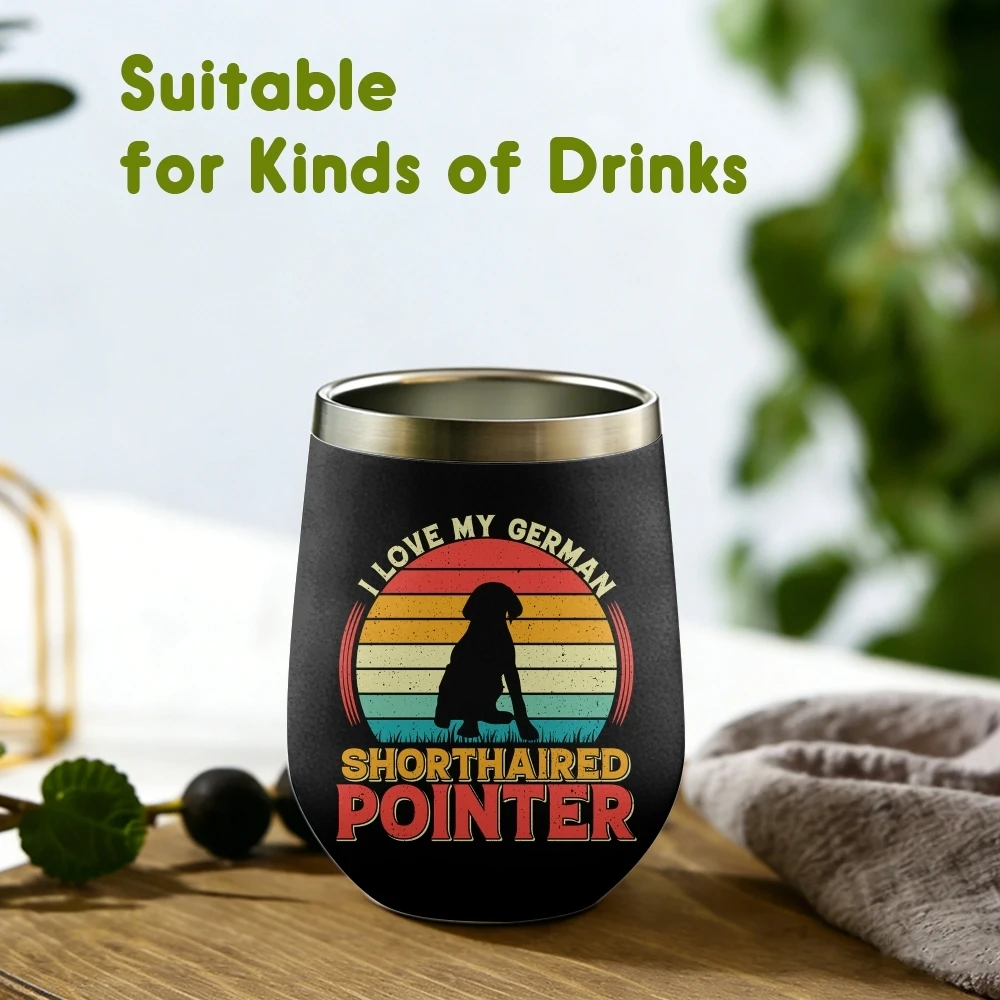 German Shorthaired Pointer Vacuum Flasks 12oz Insulated Wine Tumbler Vacuum Coffee Mug Egg Shape Thermos Cup