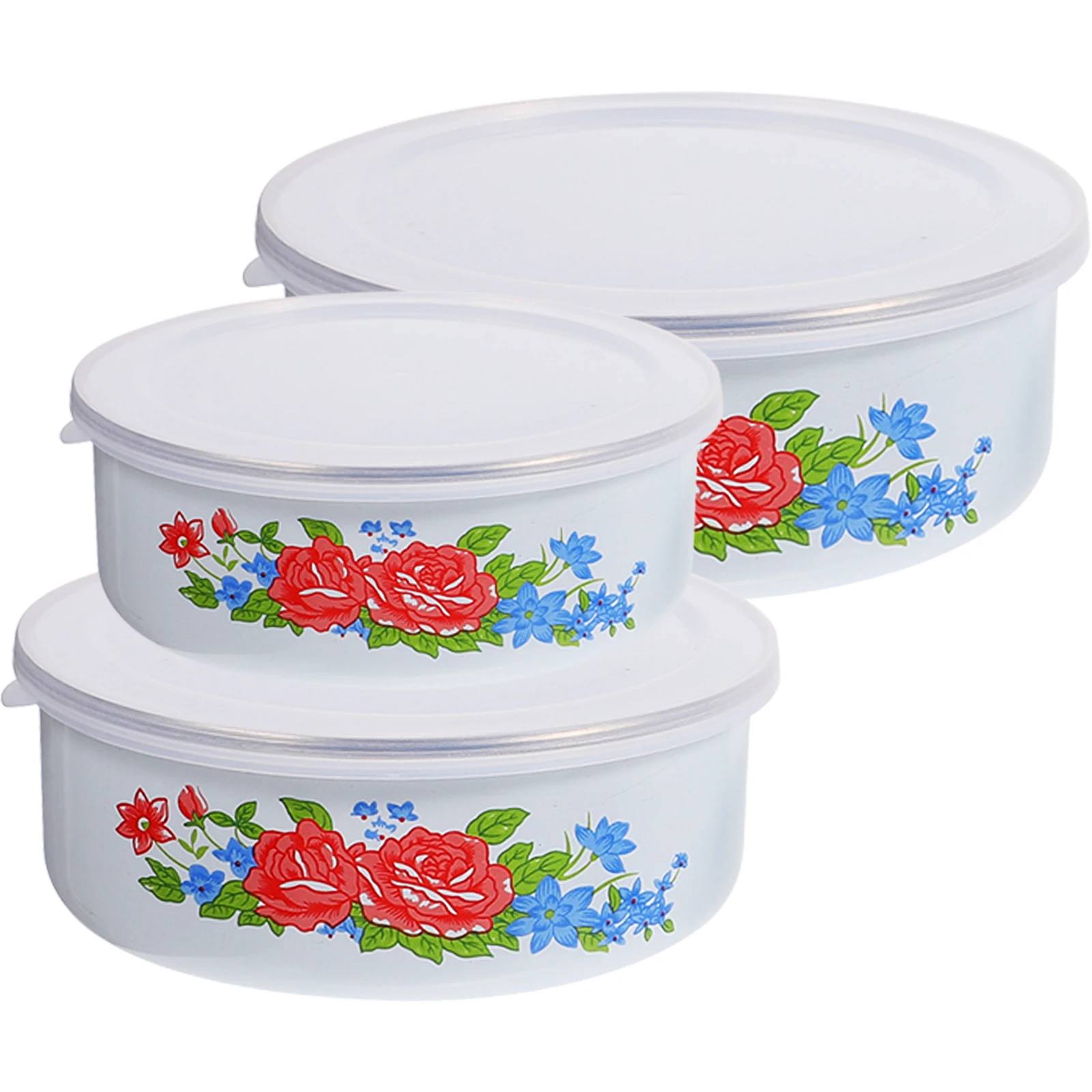 

3Pcs Noodle Bowls Enamel Food Serving Containers Ideal for Office Worker Student Lunch Storage Portable Bento Box