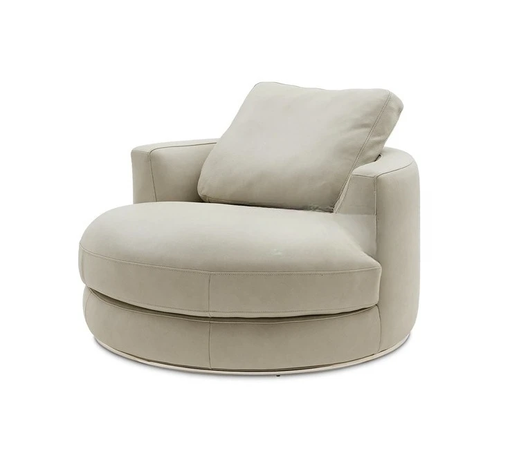 Italian light luxury round leather sofa chair rotatable Nordic designer leisure chair living room bedroom single sofa