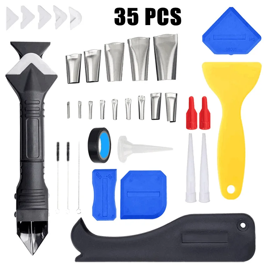 

35-piece set, silicone caulking tool set, trowel scraper remover, three-in-one household