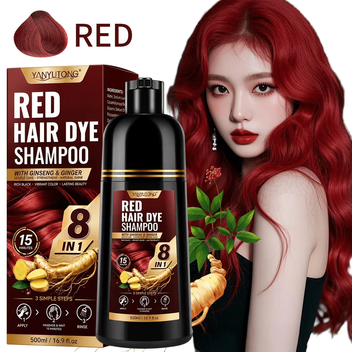 Large Capacity Hair Dye & Shampoo 500ml | Achieve Fashionable Hair Colors, Nourish Your Hair | Available in 5 Shades.