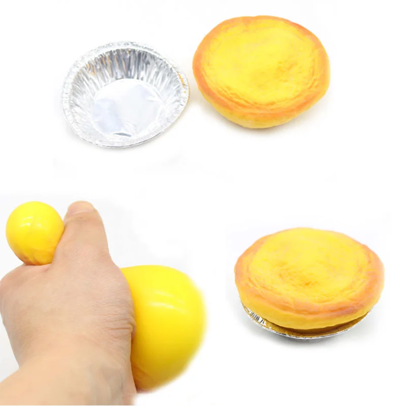 

1pcs Funny Egg Tart Squeezing Pinching Small Toy Decompression Tart New Strange Stress Reliever Toys Mini Toys