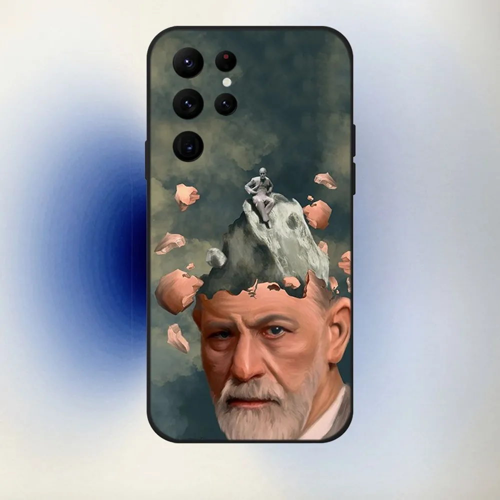 Sigmund psychoanalysis Freud Phone Case For Samsung S25,24,23,30,21,10,9,Ultra,Plus,Lite,FE,5G Black Soft Case