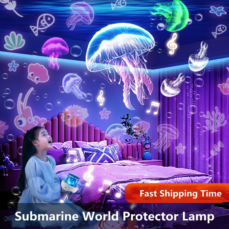 Starry Sky Projector 360° Rotate with Music Planetarium Lamp submarine world mermaids For Kids Bedroom Valentines Day Gift Decor