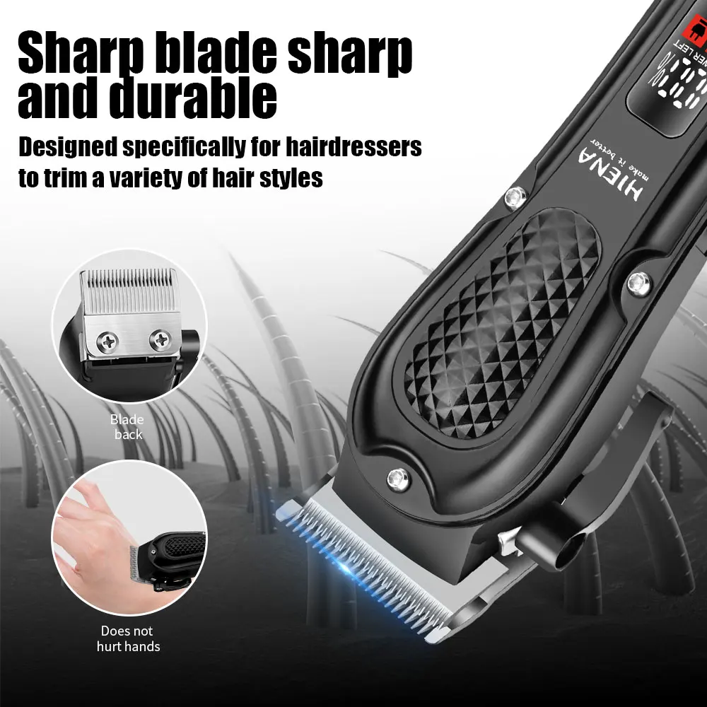 HIENA Elektrische Haarschneidemaschine Friseur-Finish-Schneidemaschine USB wiederaufladbarer kabelloser Bartschneider Nass- und Trockenhaarschnitt HYN-212