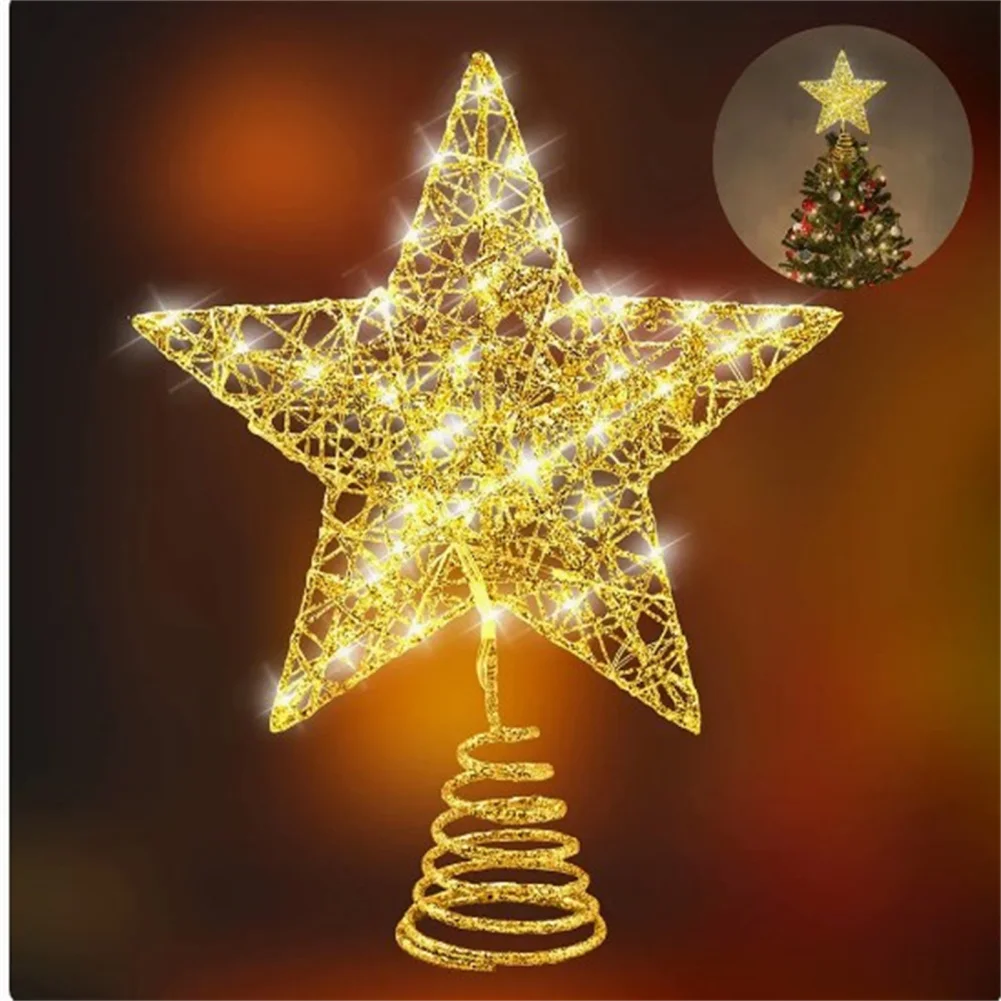 Xmas Star Tree 12 Lm High Brightness Lightweight Battery Powered Sparkling Light Star Tree Topper For Christmas Tree Decoration