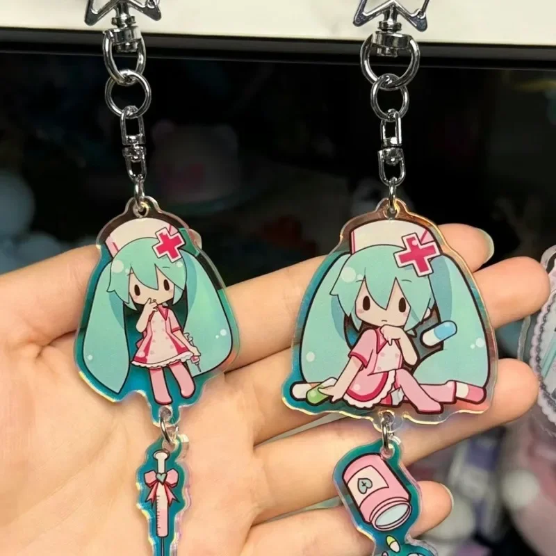 BANDAI Hatsune Miku Cartoon Pattern Fashionable Good-looking Compact Portable Keychain Decorative Pendant Christmas Gifts