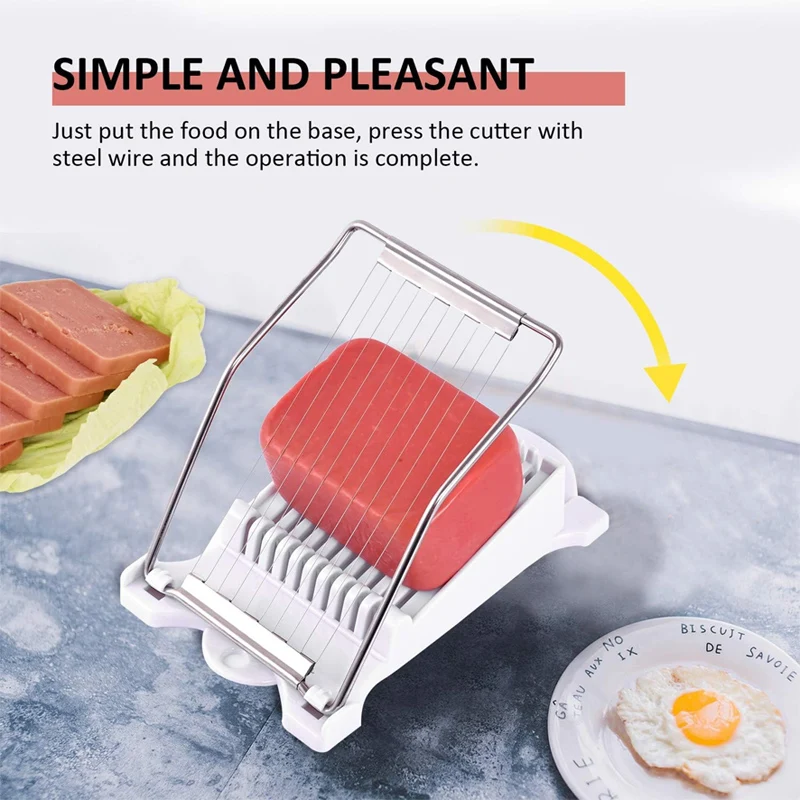 

10PCS Slicer Cuts Stainless Steel Slicer 304 Tangent Line Luncheon Meat Cheese Boiled Eggs Ham Into 11 Neat and Equal Slices