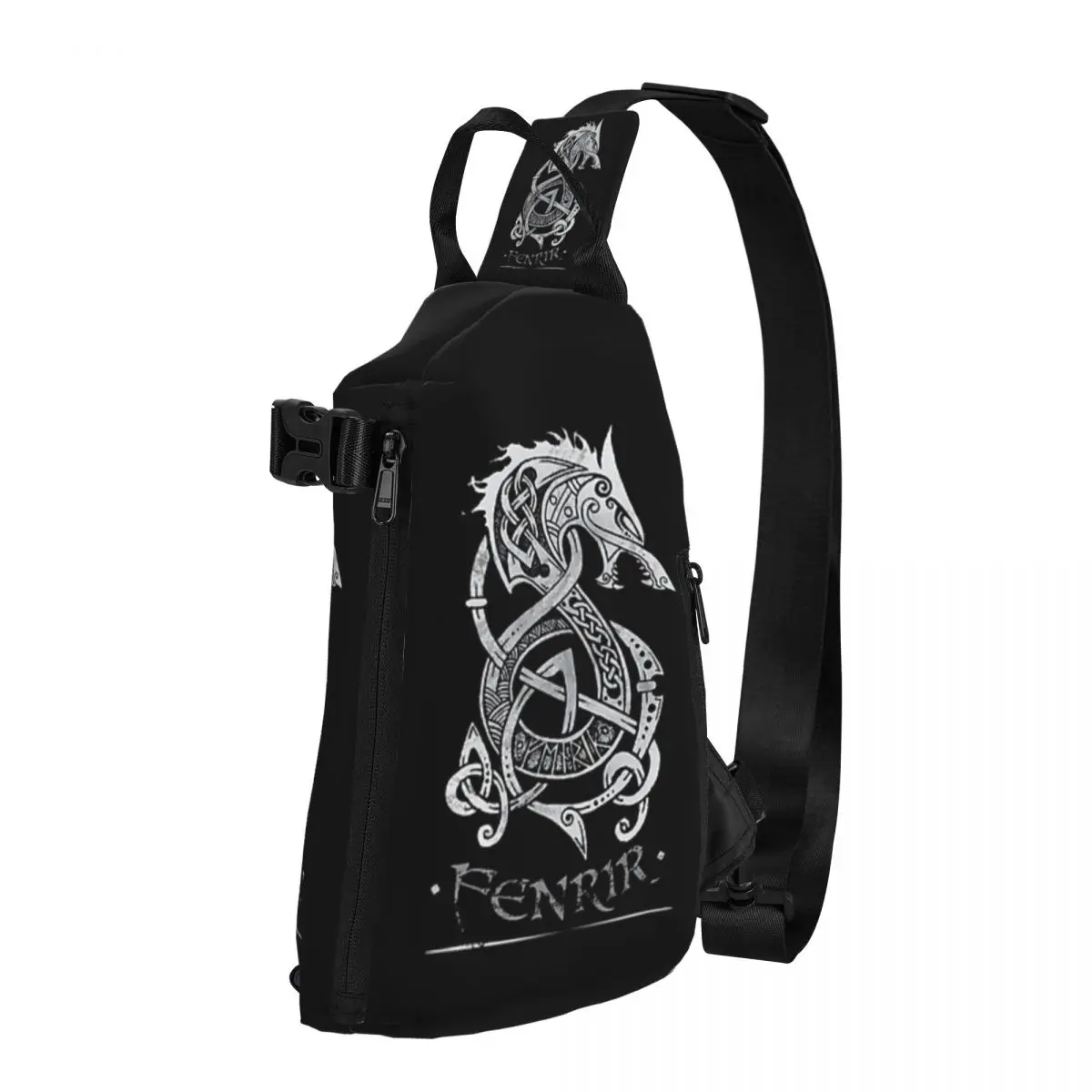 Viking Loki Son Fenrir Chest Bag Men Sling Crossbody Backpack Chest Bag Traveling Hiking Daypack Shoulder Bag