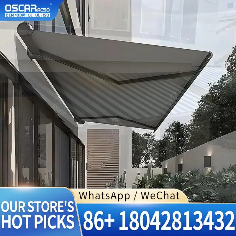 Outdoor Retractable Full Cassette Awning Folding Canopy for Patio Sun Protection Ideal for Balconies and Terraces in European Re
