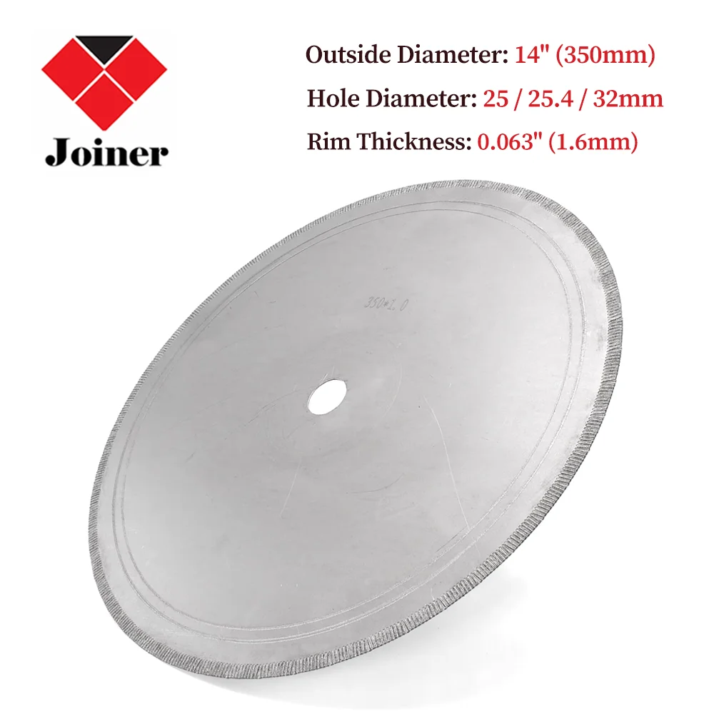 

14" inch Notched Rim Thickness 0.063" Diamond Lapidary Saw Blade Arbor Hole 25 25.4 32mm Cutting Tools for Stone Glass Gemstone