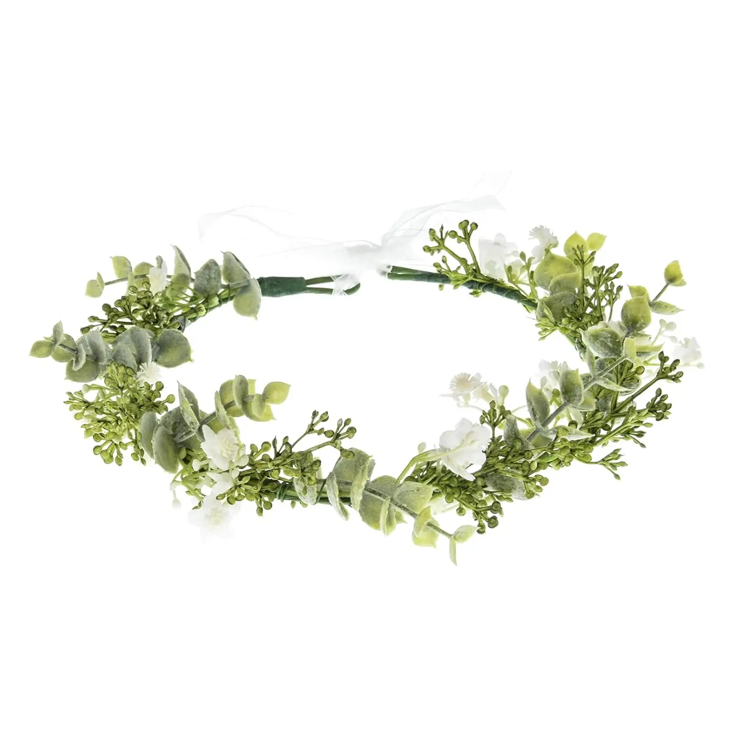 

White Baby's Breath Flower Crown Eucalyptus Crown Bride Bridesmaid Headpiece Boho Hair Wreath