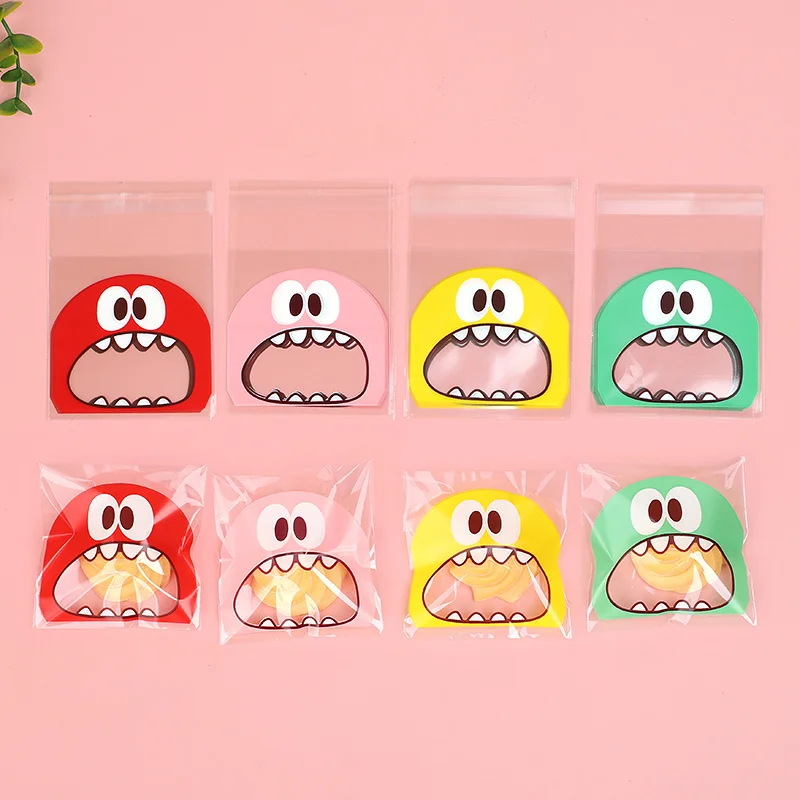 50 Stück Süße Monster-Keks-Süßigkeiten-Tüten Selbstklebende Plastiktüten Hochzeit Geburtstag Party Deko Kekse Snack Backwaren Verpackungszubehör