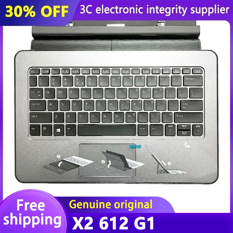 

Original New US/RU/EUR Keyboard for X2 612 G1 Tablet PC Notebook Palmrest Upper Cover Laptop keyboard English Replace 778779-001