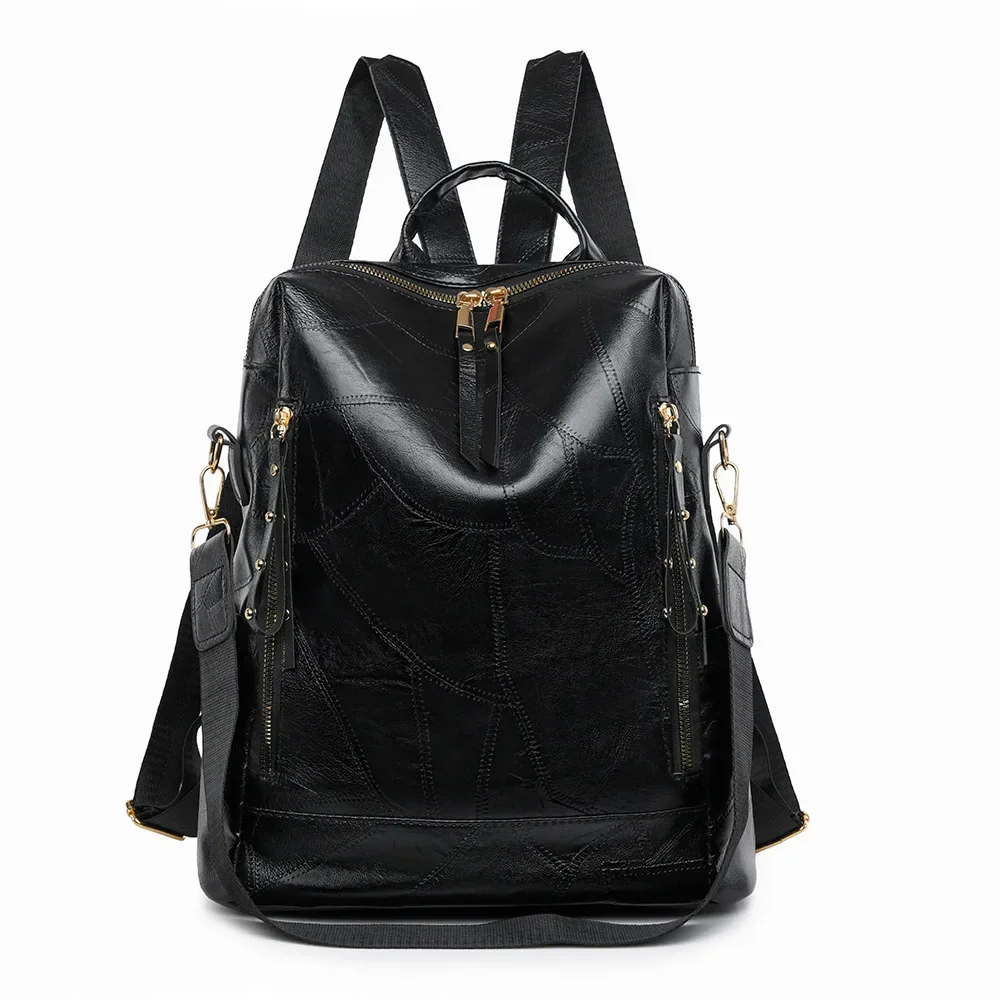 Backpack PU Leather New Simple Business Computer Backpack Outdoor Large Capacity Travel Bag Student School Bag Boys