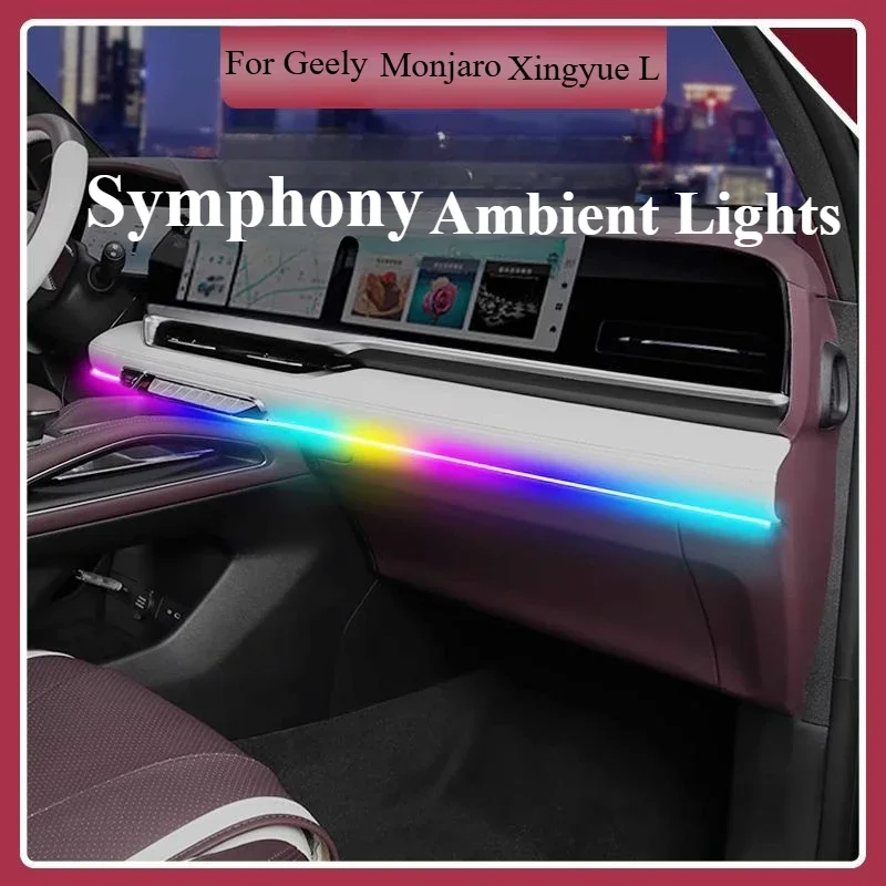 Symphony Ambient Lights Car Interior Full Color Streamer RGB 64 Colors Decoration Atmosphere Lamp For Geely Monjaro Xingyue L