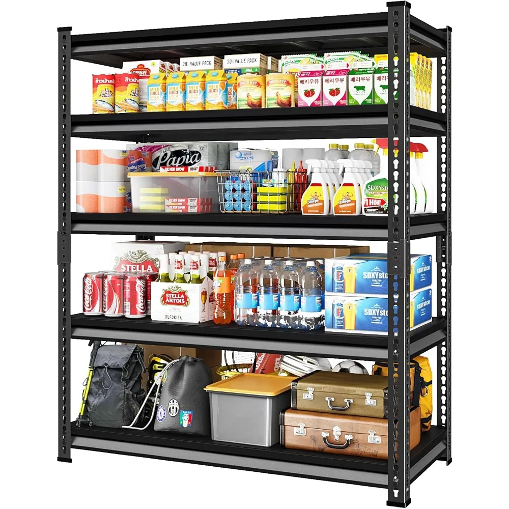 

Гаражные стеллажи шириной 48 дюймов, сверхмощные стеллажи с нагрузкой 3000 фунтов и стеллажи для хранения, 5-ярусные металлические гаражные полки для хранения, промышленность