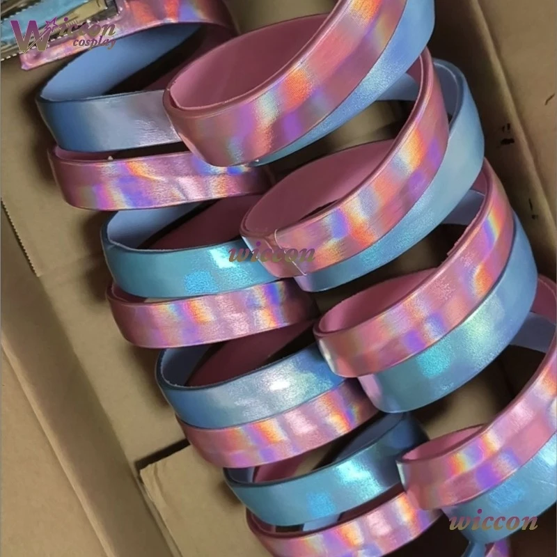 Mag NEEDY GIRL OVERDOSE KAngel Cosplay Handmade Laser Wig Ponytail 1.2m 1.8m 2m Lolita Halloween COS Laser Color Ribbon Wig view 6