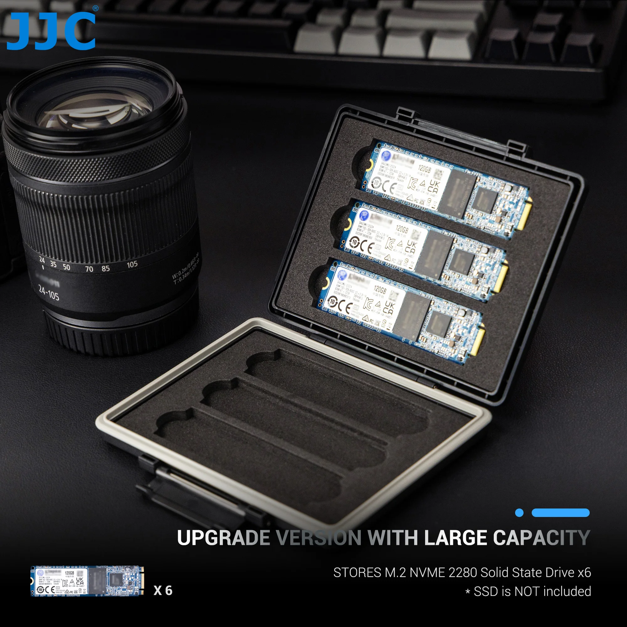 JJC 6 Slots M.2 2280 2260 2240 2242 2230 Case M.2 SSD Holder Storage M.2 Drive Storage NVMe M.2 2280 SSD Card Case Shockproof