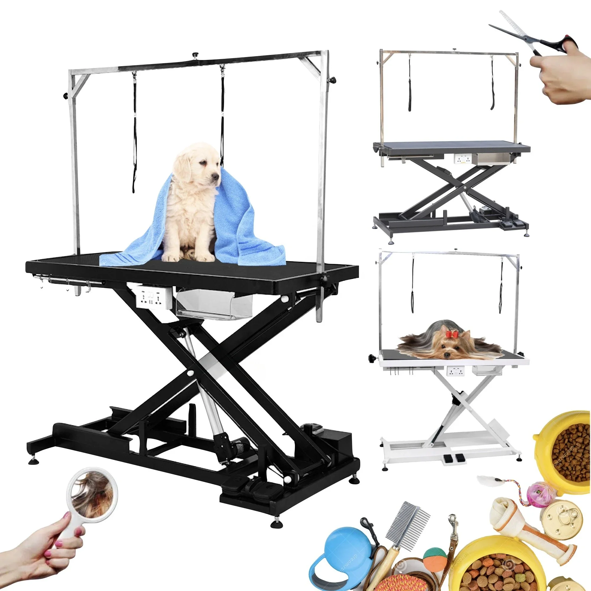 Pet carving stainless steel electric lifting and folding professional level beauty equipment