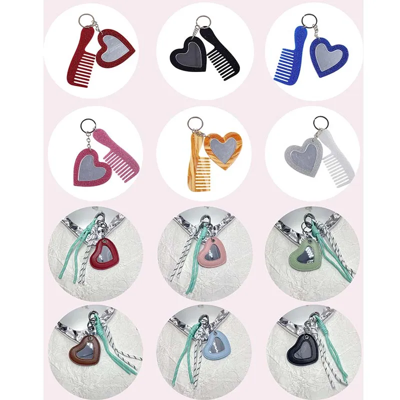 Chaveiro de corda tecida na moda y2k criativo coração espelho chaveiro dopamina colorido corda trançada porta-chaves saco pingente presentes