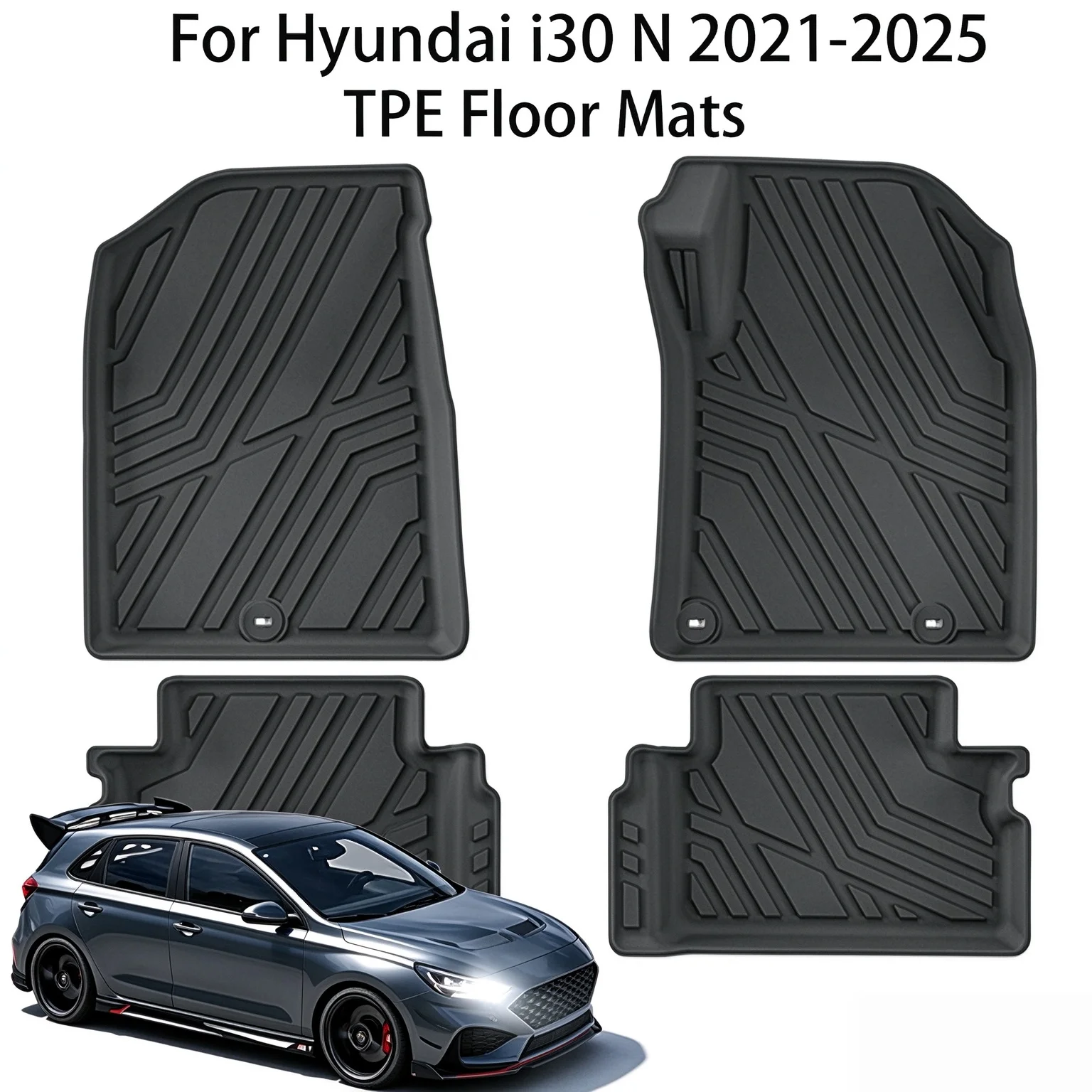 For Hyundai i30 N 2021-2025 Right Hand Drive TPE 3D All Weather Car Floor Mats All Weather Waterproof Anti Slip Carpet Protector