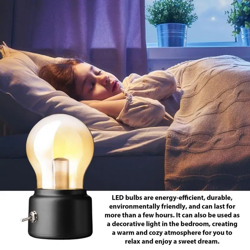 Night Table Lamp Bedside Vintage USB Bulb Lamp Bedroom Lights Novelty Lighting Bulb For Cafe Living Room Children's Room Bedroom