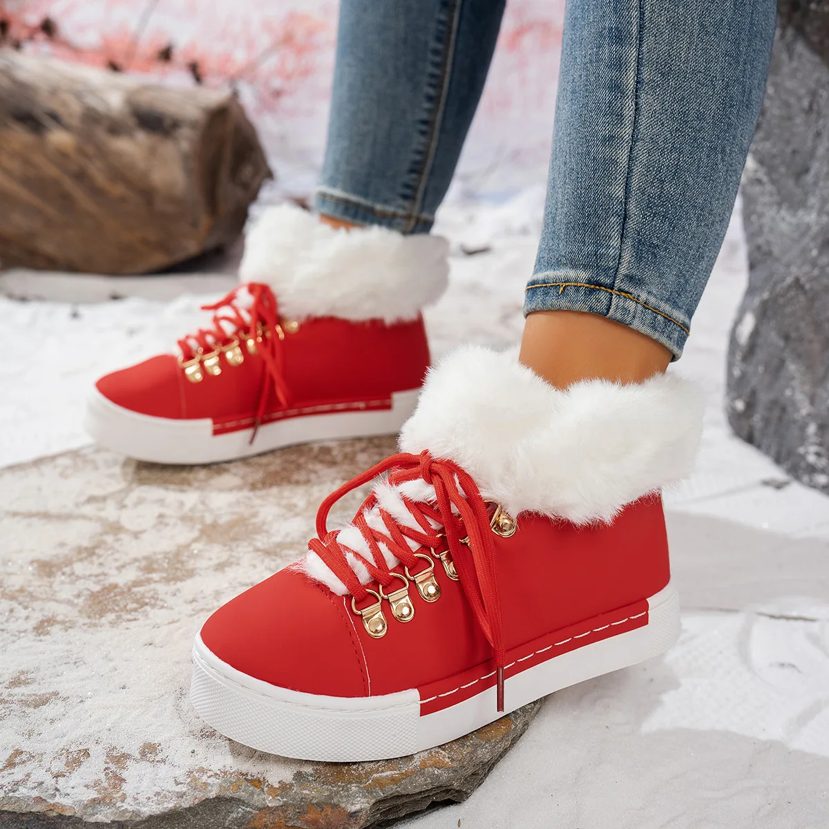 Women Snow Boots Flat Boots for Woman Platform Ladies Shoes Plush Keep Warm Boots Women's Fur Winter Cotton Shoes Botas Mujer