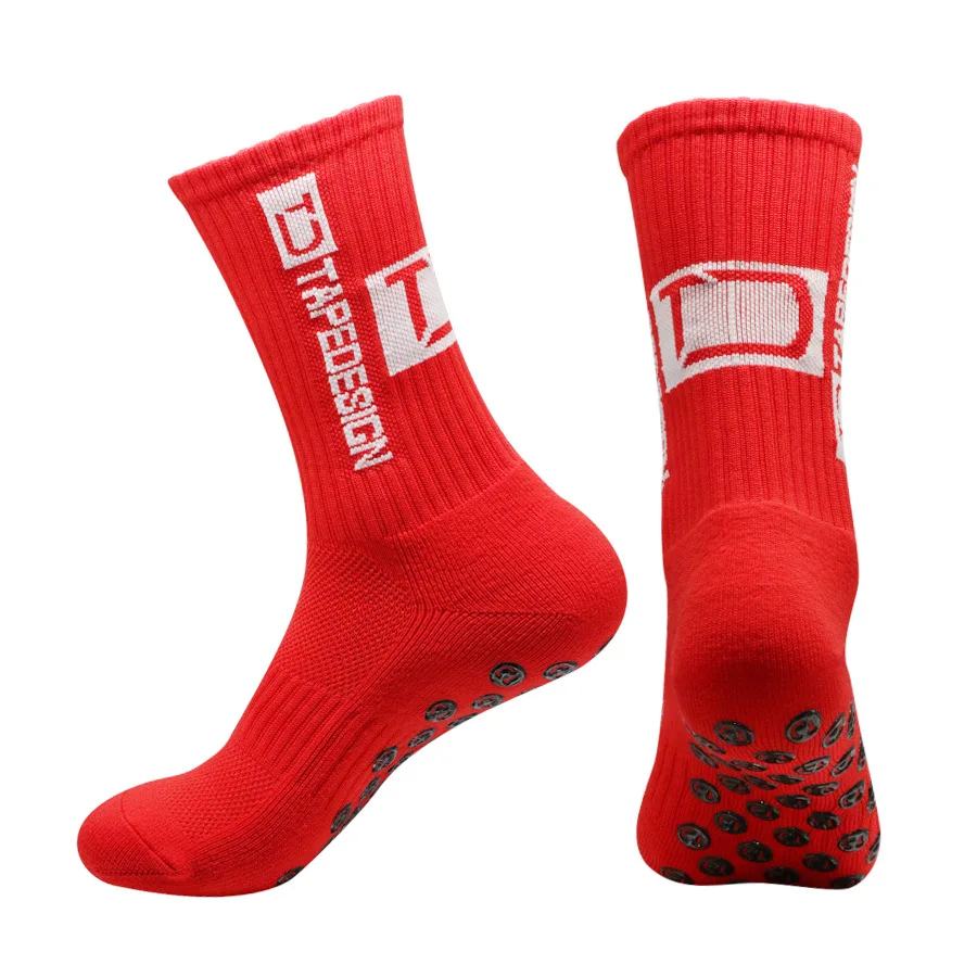 Calcetines de Ciclismo de fútbol para hombre y mujer, medias medianas, parte inferior de toalla de silicona, antideslizantes, para correr, 39-45