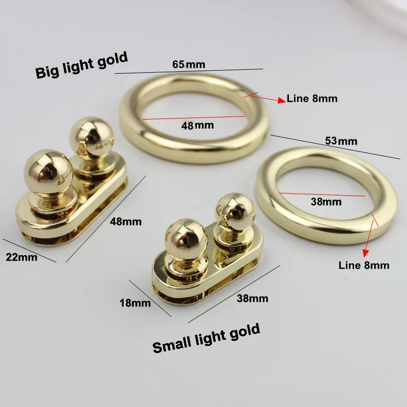 5sets High quality 53mm 65mm Fation Metal round Locks clasp polish handbag closure catch turnlock clasp fastener