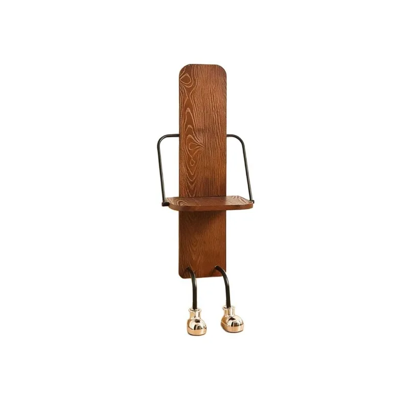 Cute waiter storage rack, wall shelf vintage creative solid wood bedside table