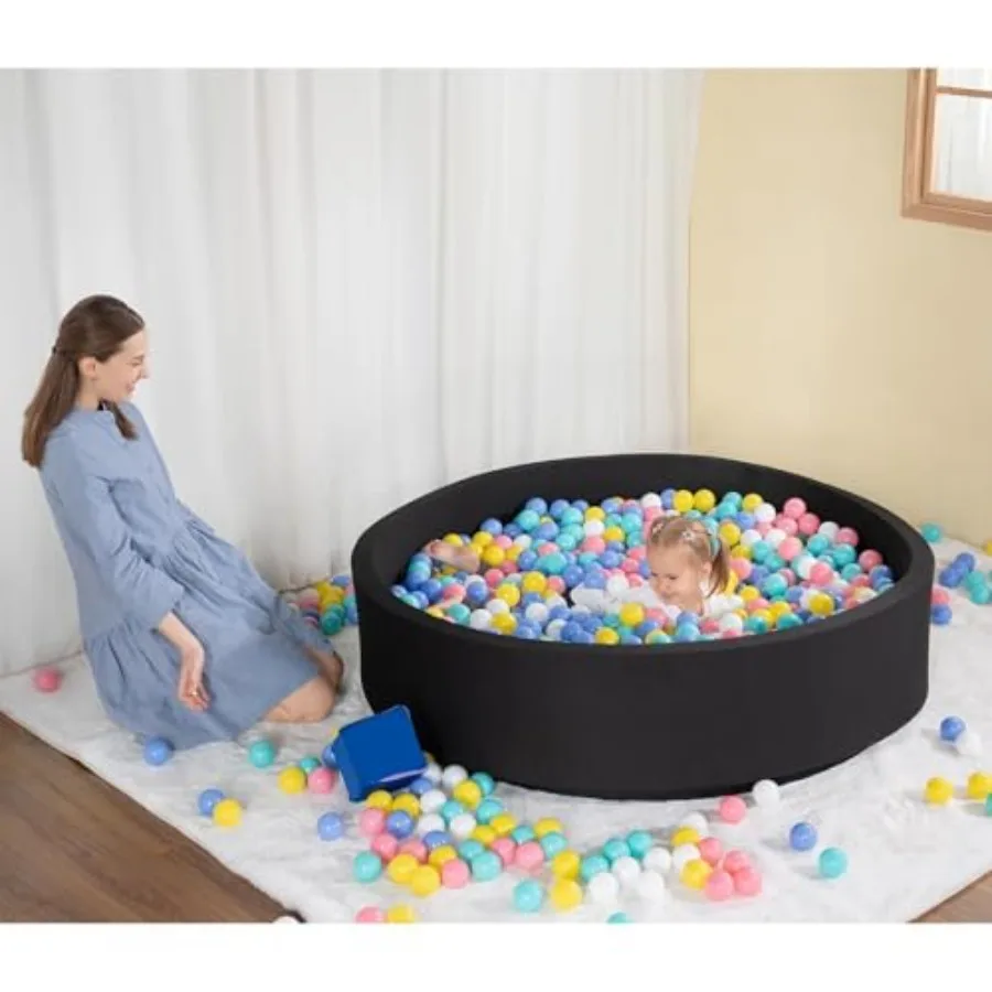 Piscina di Palline Extra Large per Bambini 51 x 11,8 Pollici, Vasca di Palline Morbide in Schiuma per Neonati - Nera