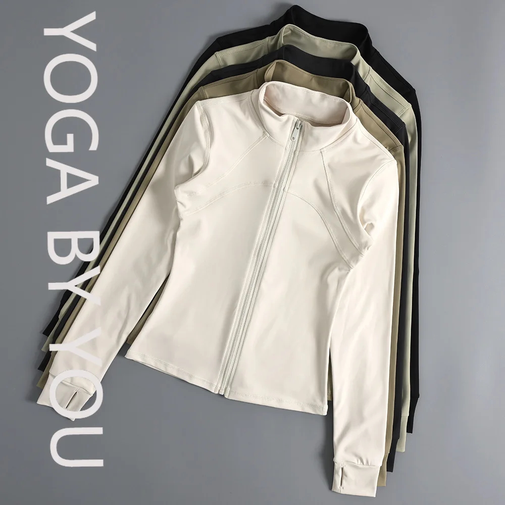 

2025 new quick-drying stand-up collar fitness jacket women's autumn and winter slim-fitting zipper yoga clothes long-sleeved bre