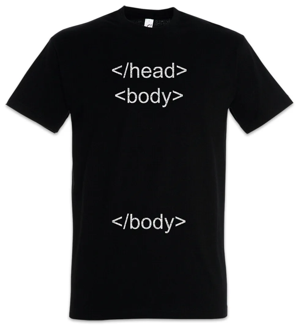 Camiseta con cuerpo y cabeza, divertido Geek Nerd, informática, científico, codificador CSS HTML