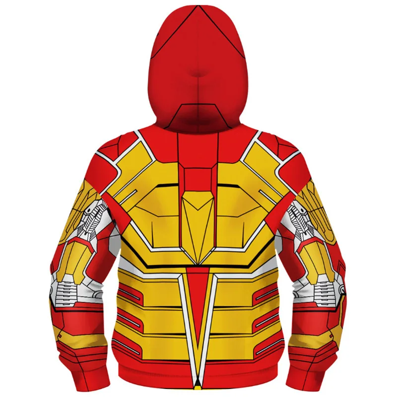 Anime Spiderman /Iron Man felpe con cerniera completa Costume Cosplay per bambini ragazzi ragazze supereroe stampa cartone animato felpe con cappuccio Outwear