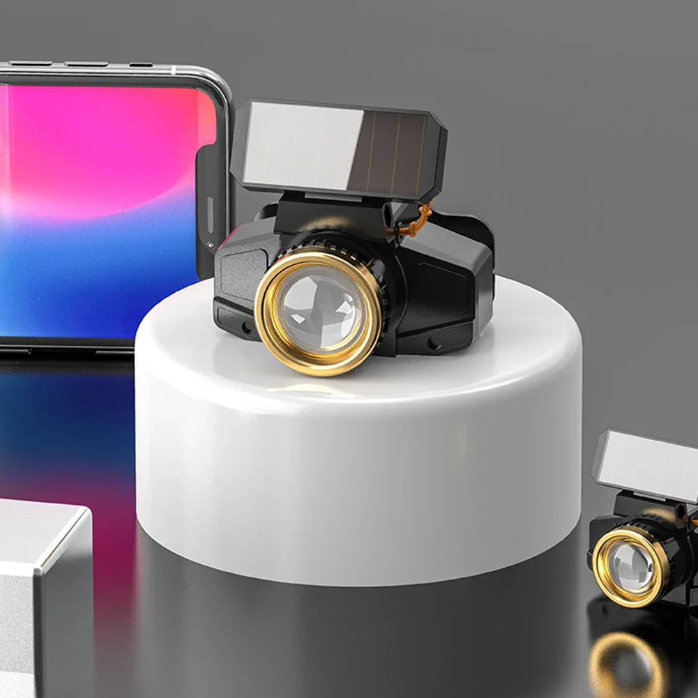 XPE LED Headlamp Sensor Headlight Solar + USB Rechargeable Head Lamp Work Light