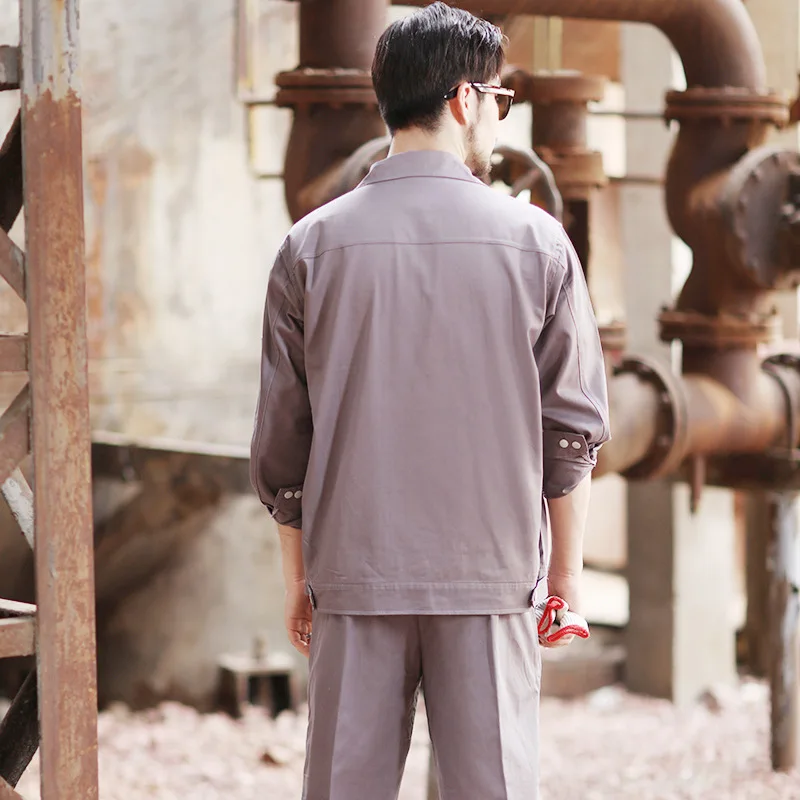 Spring and Autumn Long-sleeved Cotton Overalls Set Men's Work Clothes Workshop  Factory Clothes Labor Protection Clothes