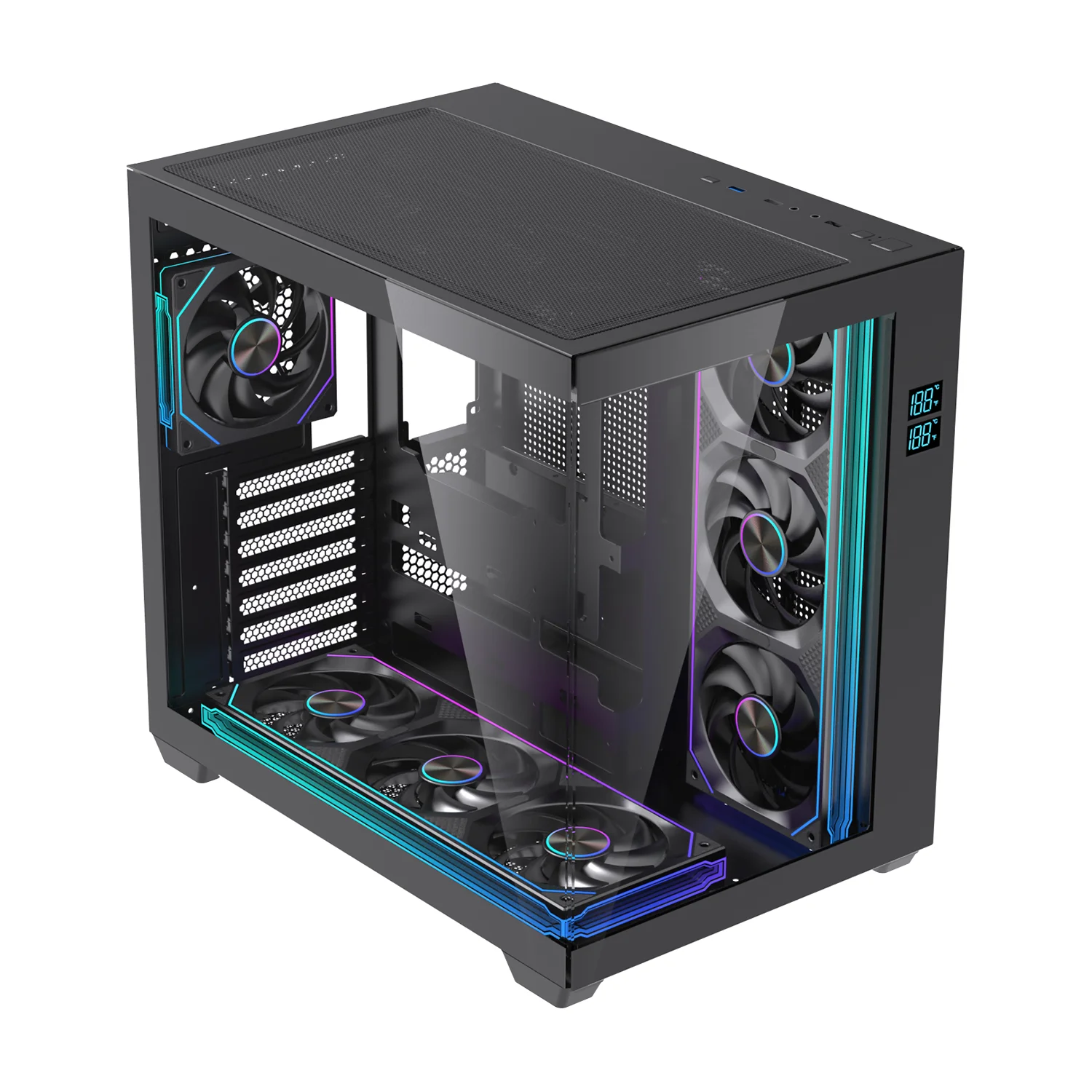 Gaming Case PC Empty Computer Casing Wholesales ATX Cabinet Front Panel Digital Screen Gaming Cases Towers